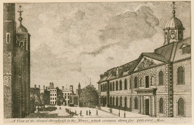 Vista del Gran Almacén en la Torre de Londres con armas para 100,000 hombres de English School