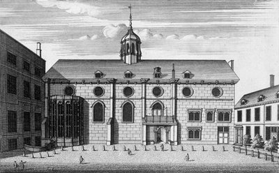 Vista del Grocers Hall en el momento en que albergaba el Banco de Inglaterra, c.1730 de English School