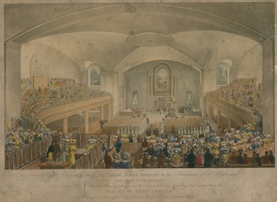 Vista de la iglesia de Hackney tomada desde la galería del órgano en mayo de 1827 de English School