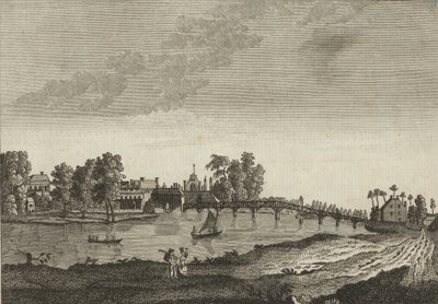 Vista de Hampton Court desde la orilla opuesta del Río Támesis de English School
