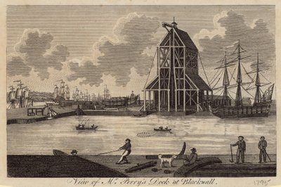 Vista del astillero de Perry en Blackwell de English School