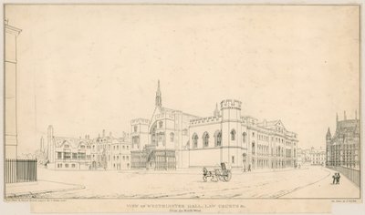 Vista del Salón de Westminster, Tribunales de Justicia, etc., desde el noroeste de English School