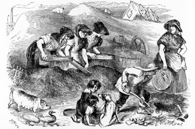 Vista de un patio de polvo, ilustración de 
