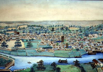 Vista de una ciudad y un río, c.1830 de English School
