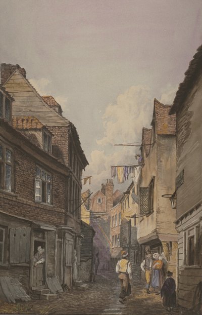 Vista de figuras en Glean Alley, Bermondsey, c.1825 de English School