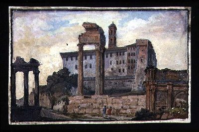 Vista del Capitolio y los Templos de Cástor y Pólux, Roma, c.1800 de English School