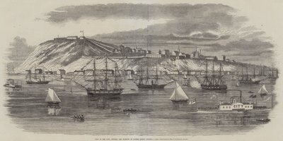 Vista de la ciudad, la ciudadela y el puerto de Quebec, Norteamérica (grabado) de English School