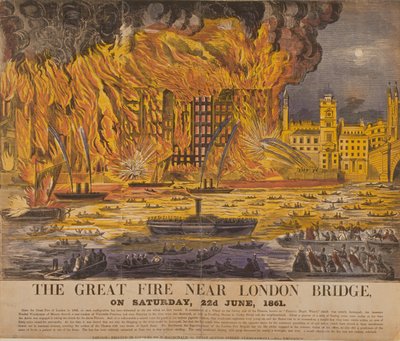 Vista del Incendio de Cottons Wharf, 1861 de English School