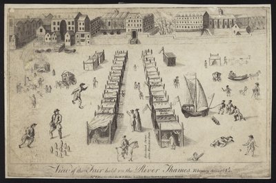 Vista de la Feria celebrada en el Río Támesis, 1683-1684 de English School