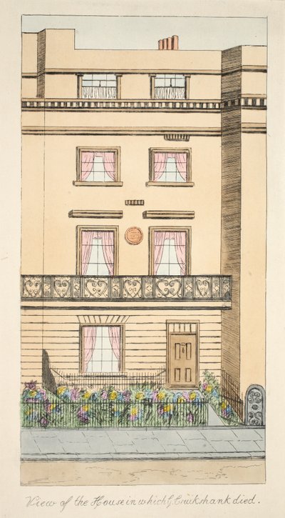 Vista de la Casa en la que murió George Cruikshank, pub. c.1878 de English School