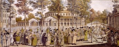 Vista del Baile del Jubileo, Jardines de Ranelagh, en celebración del cumpleaños de George, Príncipe de Gales, 24 de mayo de 1759 de English School