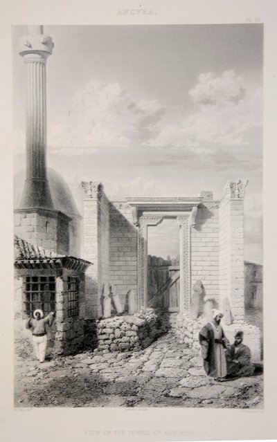 Vista del Templo de Augusto, pub. 1863 litografía de English School