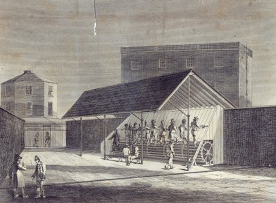 Vista del Molino de Tareas para el Empleo de Prisioneros, erigido en la Casa de Corrección en Brixton, publicado por Gent. Mag., julio 1822 de English School