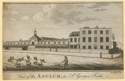 Vista del asilo en St Georges Fields de English School
