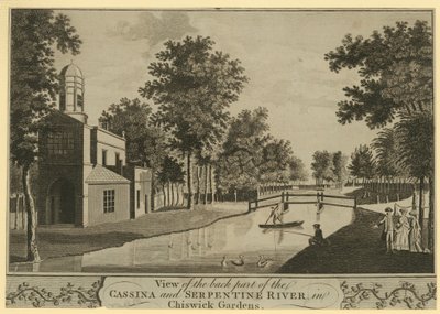 Vista de la parte trasera de la Cassina y el río Serpentine de English School