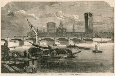 Vista del nuevo Puente de Westminster, Londres de English School