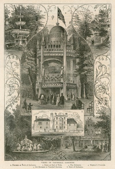 Vistas en los Jardines de Vauxhall, Londres de English School