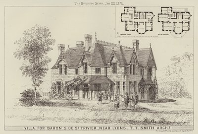 Villa para el barón S de St Trivier, cerca de Lyon (grabado) de English School