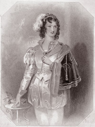 Viola (Noche de reyes) - de la Galería de mujeres de Shakespeare, colección de cuarenta y cinco retratos serios por artistas tempranos de Londres, enriquecidos con avisos críticos y literarios, circa 1838 de English School