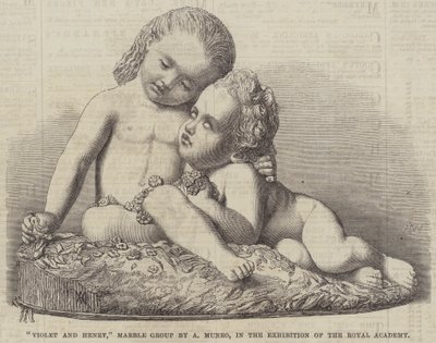 "Violet y Henry," grupo de mármol por A Munro, en la Exposición de la Real Academia de English School