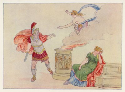 La Eneida de Virgilio: Eneas y Helena (litografia en color) de English School
