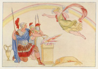 La Eneida de Virgilio: Iris apareciendo a Turno (litografia en color) de English School