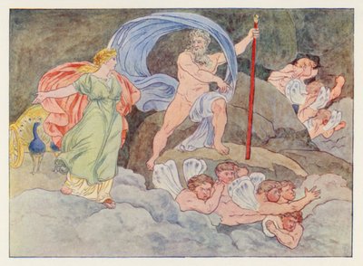 La Eneida de Virgilio: Juno y Eolo (litografia en color) de English School