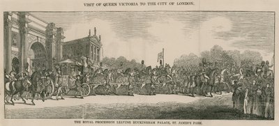 Visita de la Reina Victoria a la Ciudad de Londres, saliendo del Palacio de Buckingham de English School