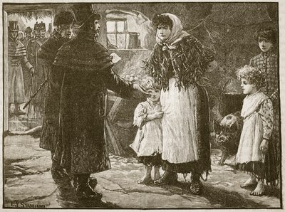 Visita del recaudador de diezmos, Irlanda, 1832, ilustración de Cassells Illustrated History of England de English School