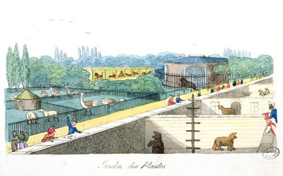 Visitantes en el Jardin de Plantes, París, de De Paris a Douvres por Roger Bookem, 1822 de English School
