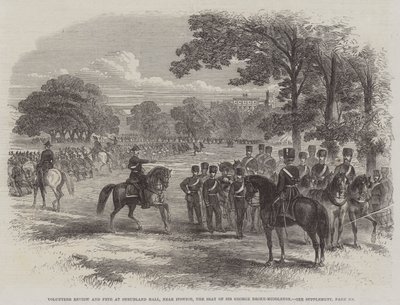 Revisión y fiesta de voluntarios en Shrubland Hall, cerca de Ipswich, la residencia de Sir George Broke-Middleton de English School