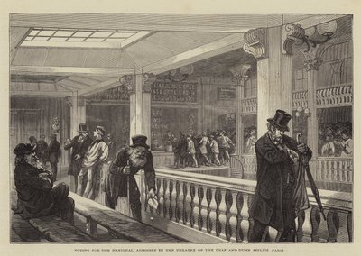 Votación para la Asamblea Nacional en el Teatro del Asilo de Sordos y Mudos, París de English School
