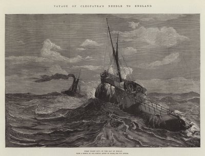 Viaje de la Aguja de Cleopatra a Inglaterra (grabado) de English School