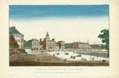 Vista perspectiva de la gran plaza del Parque St Jacques en Londres de English School