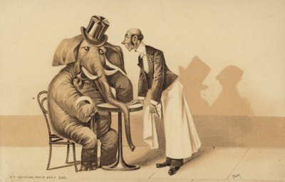 Camarero sirve a un elefante de English School