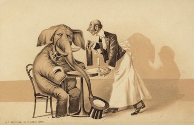 Camarero sirve a un elefante de English School
