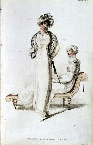 Vestido de Paseo y de Mañana, lámina de moda de Ackermann