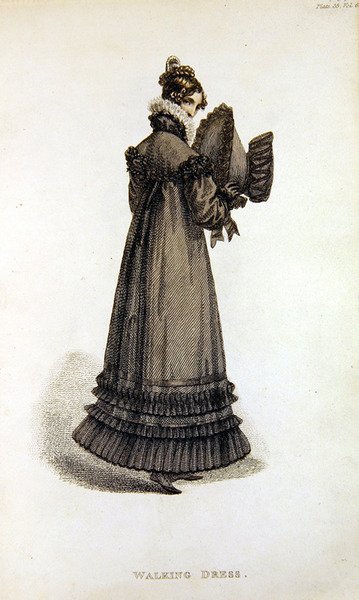 Vestido para caminar, lámina de moda de Ackermann