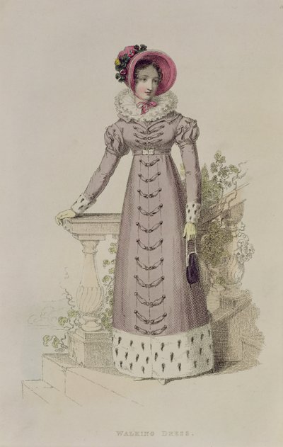 Vestido de paseo, lámina de moda de Ackermanns Repository of Arts de English School