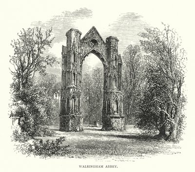 Abadía de Walsingham (grabado) de English School