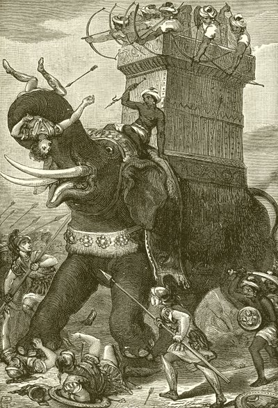 Elefante de guerra en el ejército del rey Darío de English School