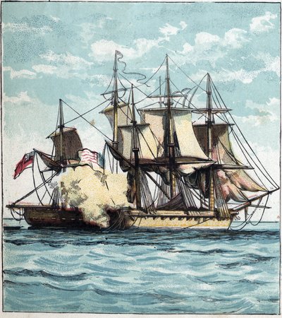 Guerra de 1812 entre Estados Unidos y Gran Bretaña: la fragata Chesapeake durante la batalla naval contra la fragata británica 