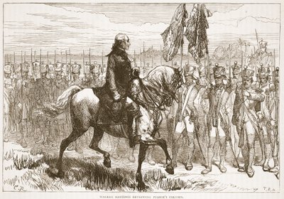 Warren Hastings revisando la columna de Pearse, ilustración de Cassells Illustrated History of India de James Grant, pub. 1879 de English School
