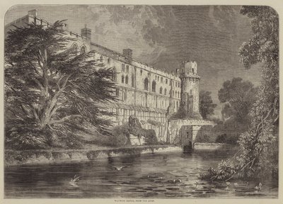 Castillo de Warwick, desde el Avon (grabado) de English School