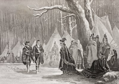 Washington y Gist visitan a la Reina India Alliquippa, de 
