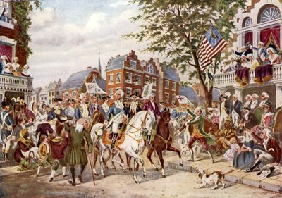 Entrada de Washington en Nueva York, 23 de abril de 1789 de English School