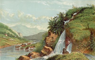 Cascada y ganado de English School