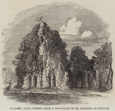Abadía de Waverley, Surrey (grabado) de English School