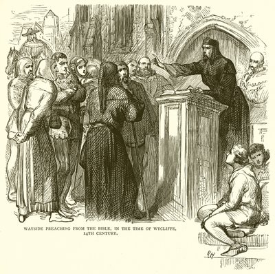 Predicación en el camino de la Biblia, en la época de Wycliffe, siglo XIV de English School