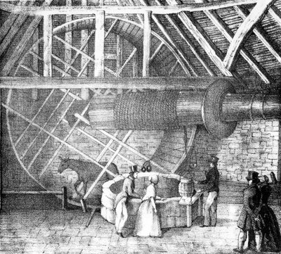 Elevador de pozo impulsado por un burro, c.1870 de English School